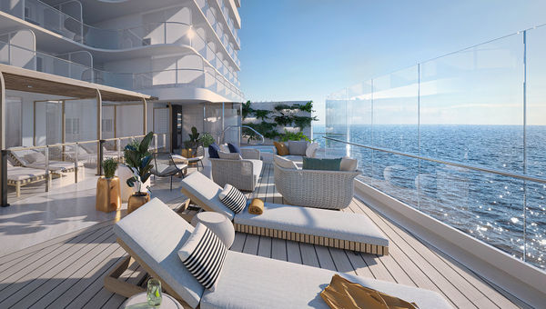 Cabana Rooms on the Sun Princess will open onto the Cabana Deck, seen here in a rendering, which will have its own Jacuzzi.