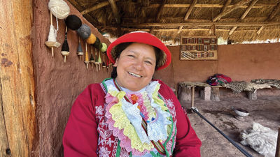 Francisca Qquerar Mayta, one of the leaders of the Ccaccaccollo Women's Weaving Co-Op in the Cusco region of Peru.