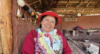 Francisca Qquerar Mayta, one of the leaders of the Ccaccaccollo Women's Weaving Co-Op in the Cusco region of Peru.