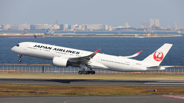 A Japan Airlines Airbus A350-900 jet.
