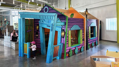 A colorful depiction of shotgun house is a nod to local architecture at the Louisiana Children's Museum in New Orleans.