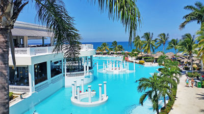 The main pool at the Grand Palladium Jamaica Resort & Spa, one of five pools at the property.