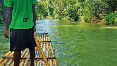 A three-mile raft ride on Jamaica's Martha Brae River lasts just over an hour.