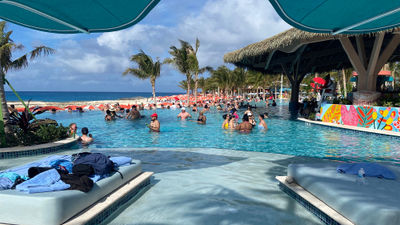 A view of Hideaway Beach from one of the cabanas.