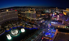 A view of the Las Vegas Strip from the Eiffel Tower replica at Paris Las Vegas.
