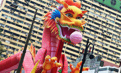 A dragon decoration in Singapore's Chinatown to celebrate Lunar New Year.
